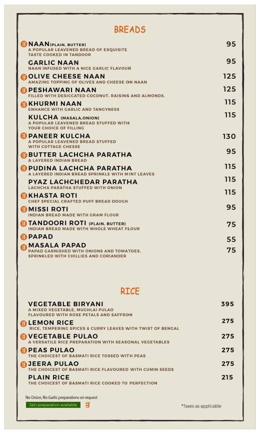 Casa Kitchen menu