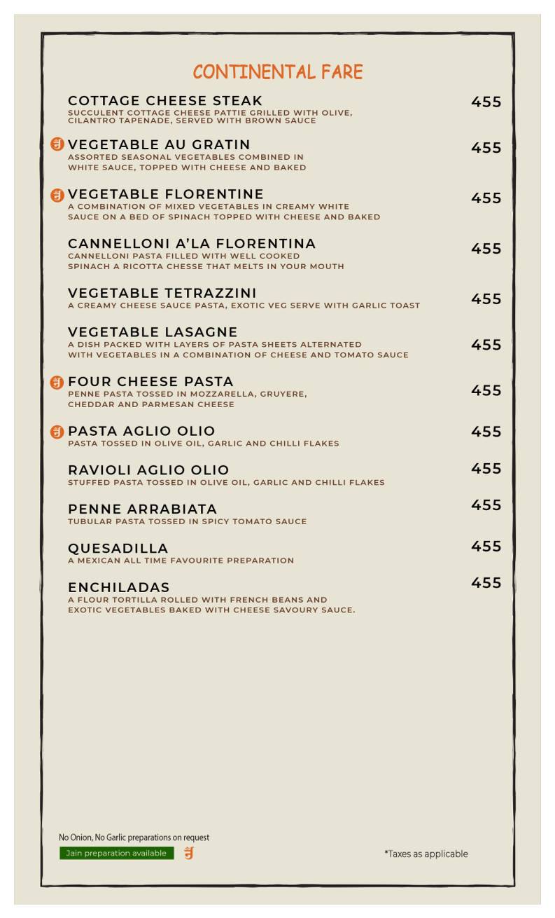 Casa Kitchen menu