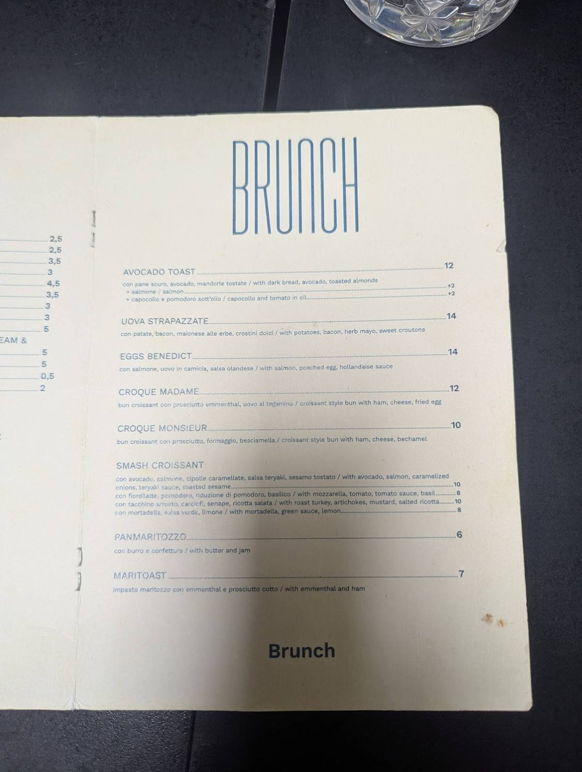 Menu di Casa Manfredi 