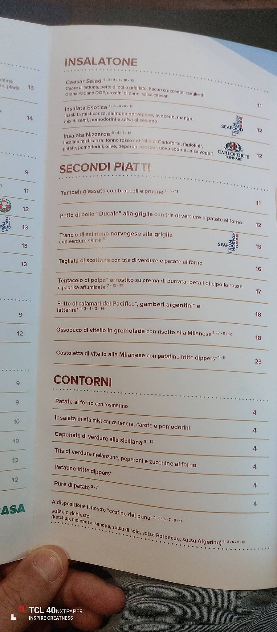 Menu de Casa Portello