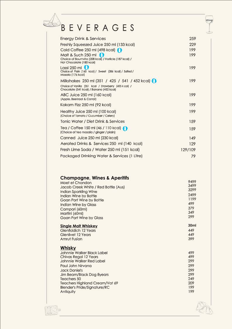 Casa Varca menu