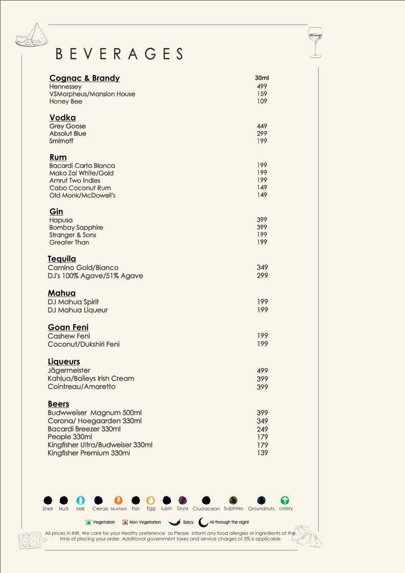 Casa Varca menu