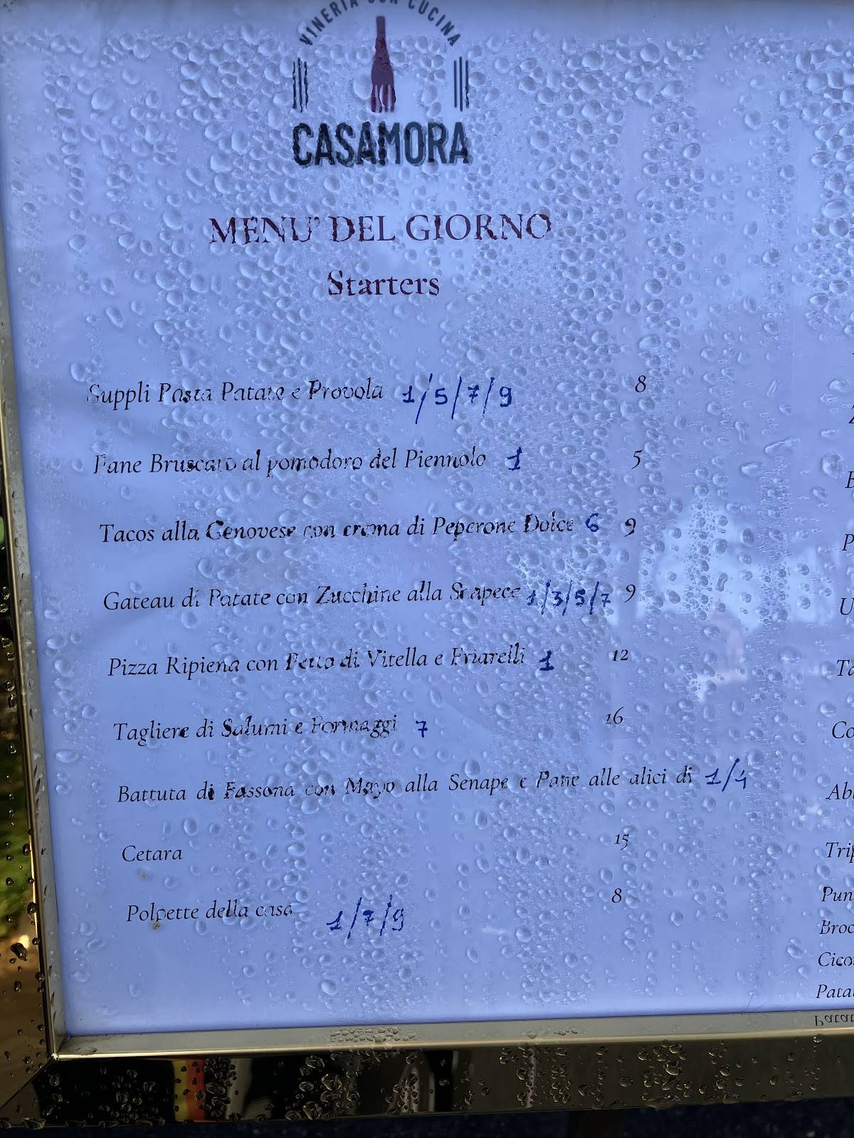 Menu di CasaMora 