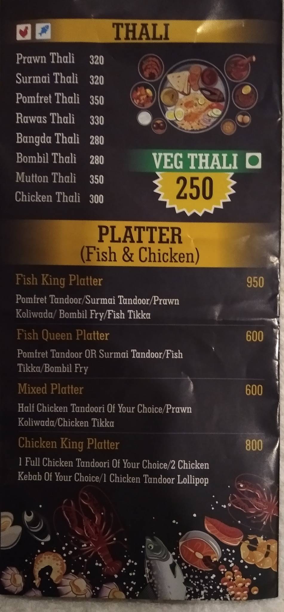 Catch Flavours of the Sea menu