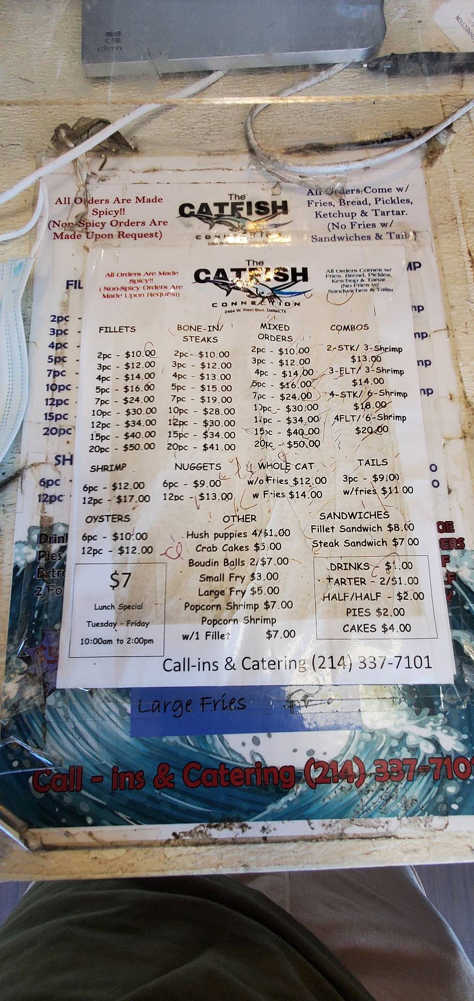 Menu at Catfish Connection restaurant, Dallas, W Kiest Blvd