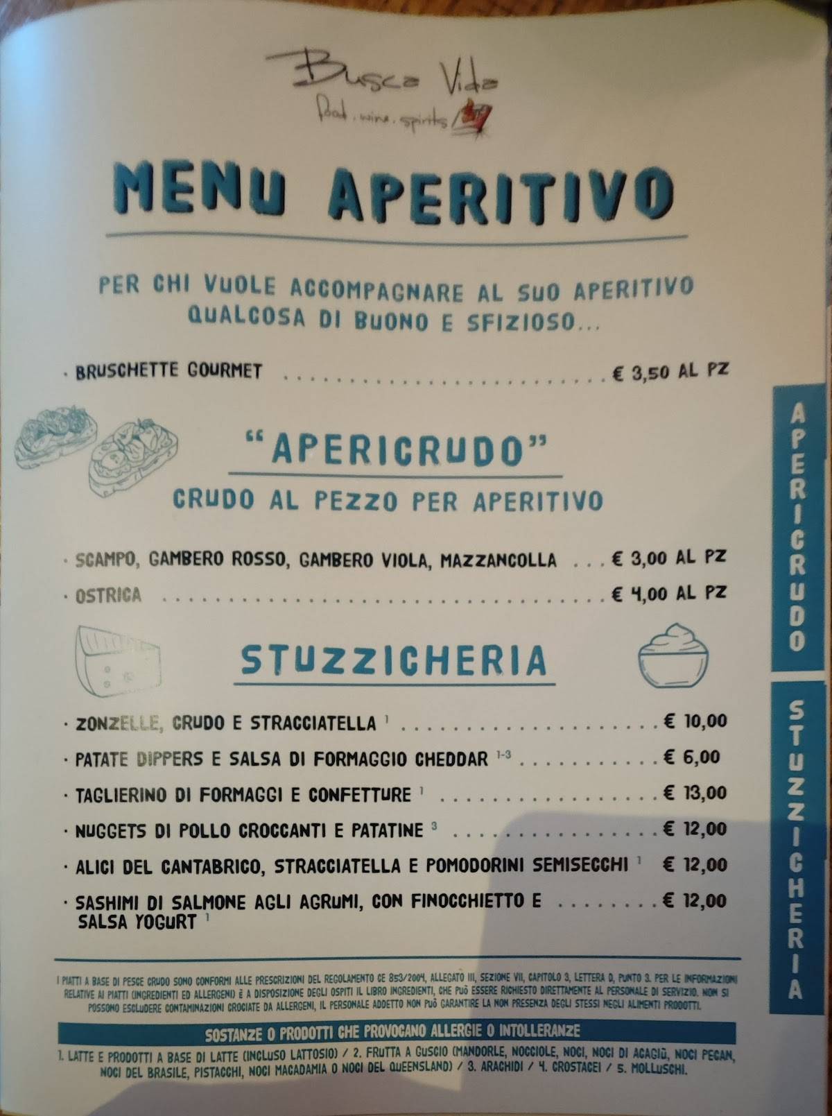 Menu de Busca Vida Ristorante & Cocktail Bar