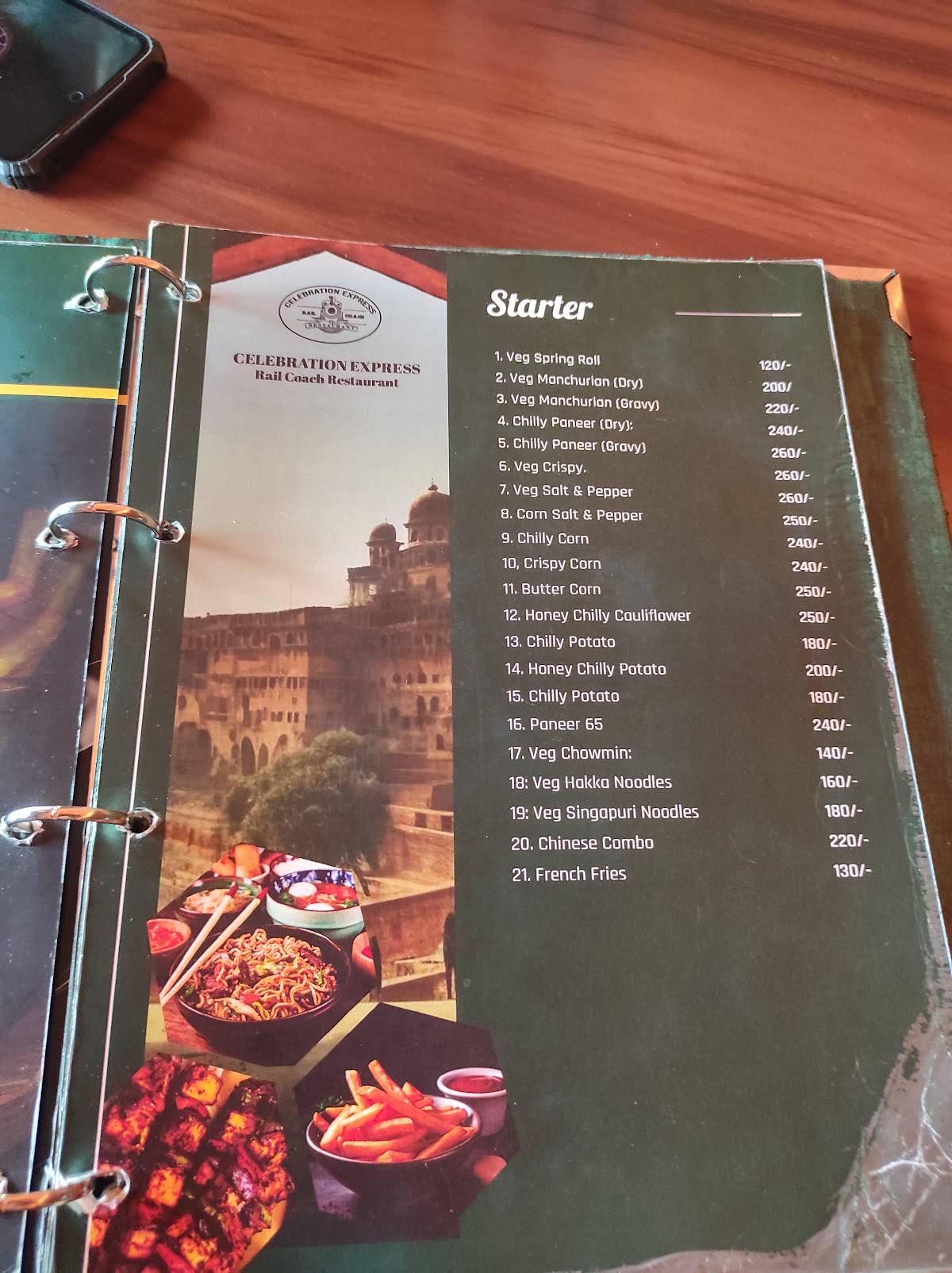 Celebration Express The Rail Coach Restaurant menu