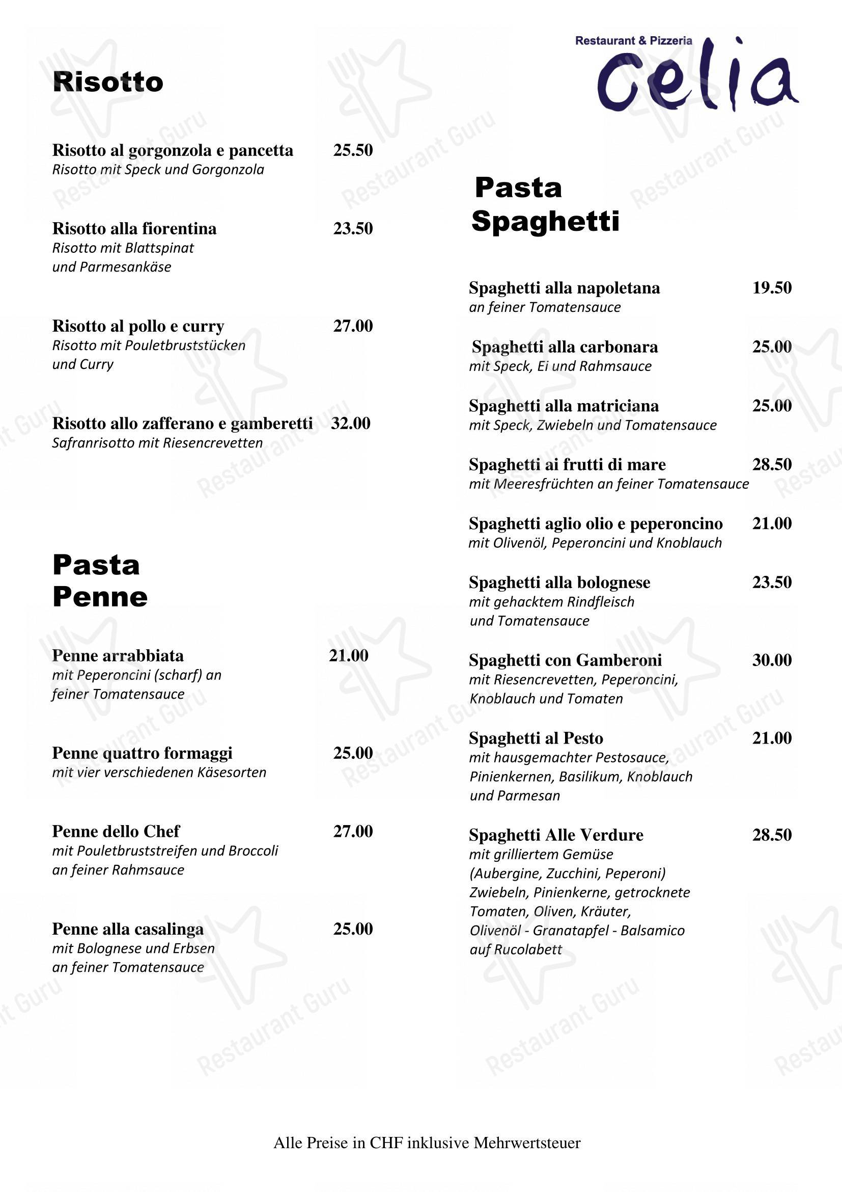 Menu di Celia - Menu