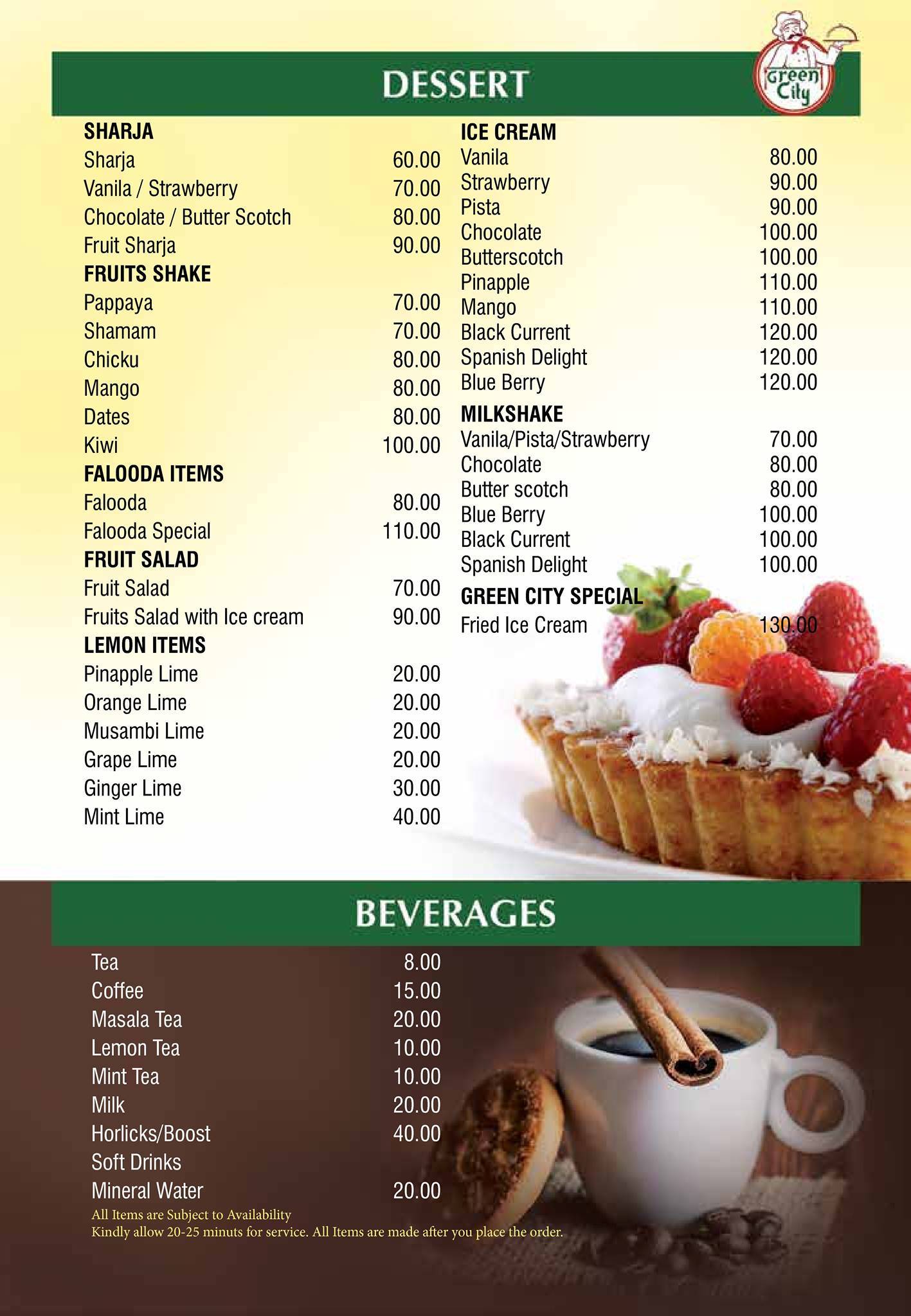 Green City Multi Cuisine Restaurant menu