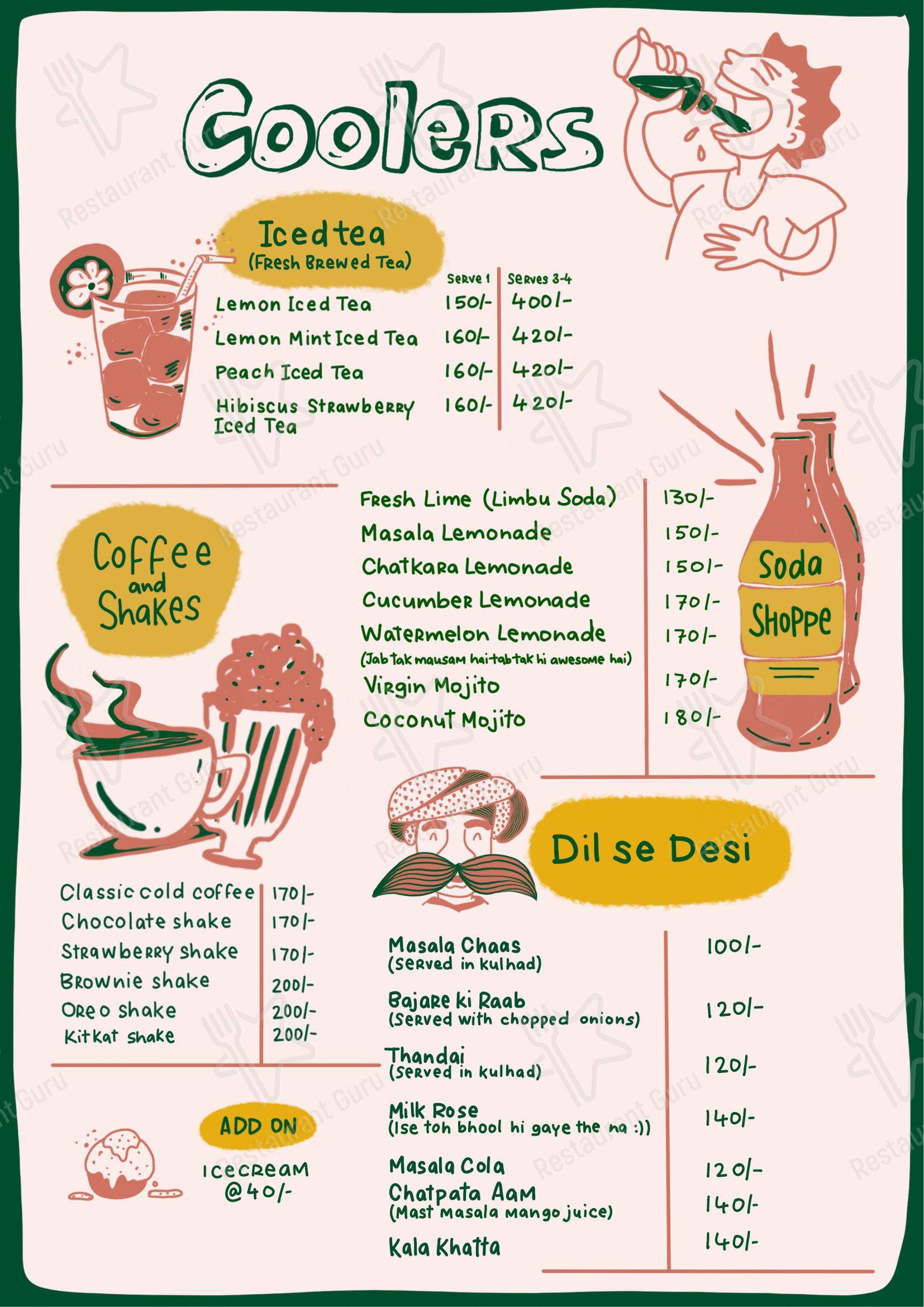 Menu for Chaisa Cafe in Jaipur