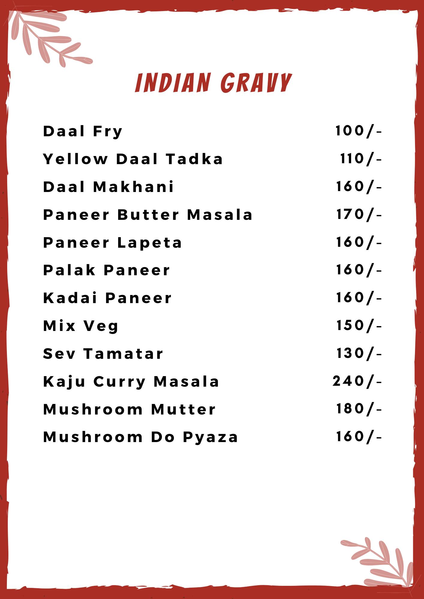 Chanchal Sweet House menu