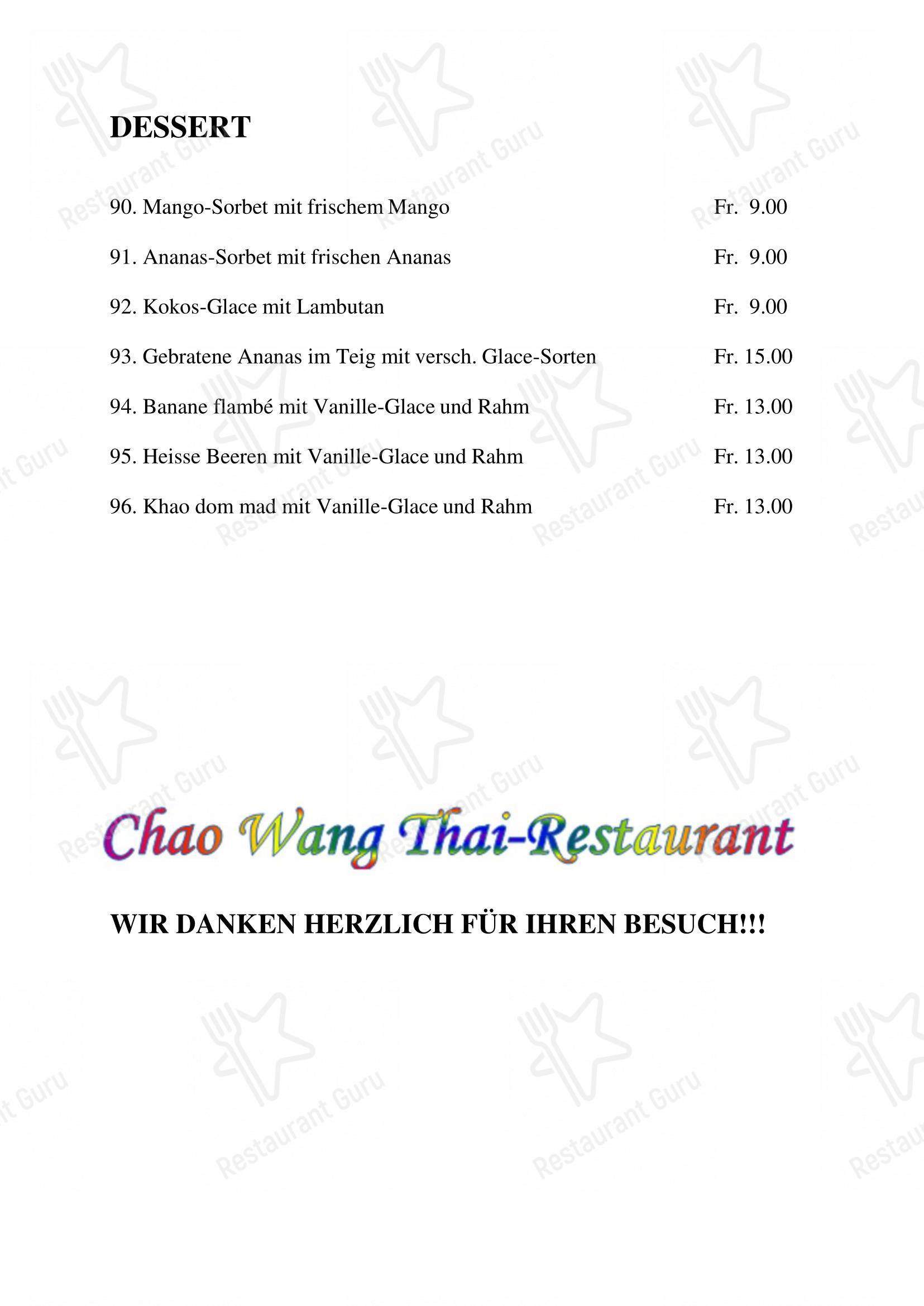 Menu per Chao Wang ristorante