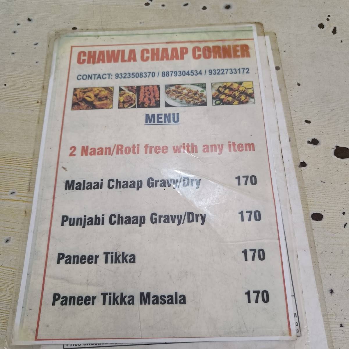Chawla Fast Food & Snacks menu