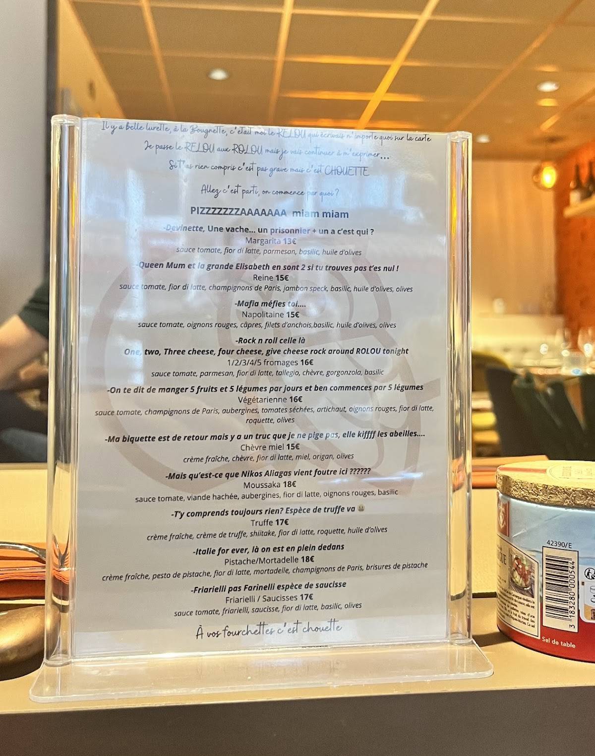Menu de ChéRoLou