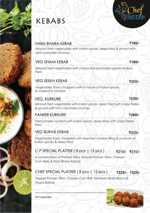Chef Platter Bandra's Veg Family Restaurant menu