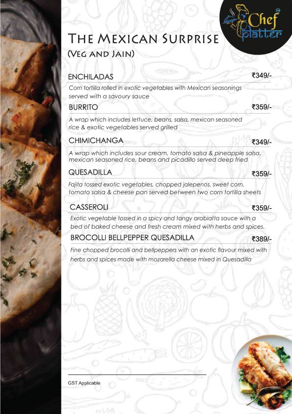 Chef Platter Bandra's Veg Family Restaurant menu