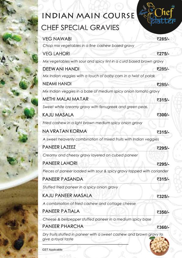 Chef Platter Bandra's Veg Family Restaurant menu