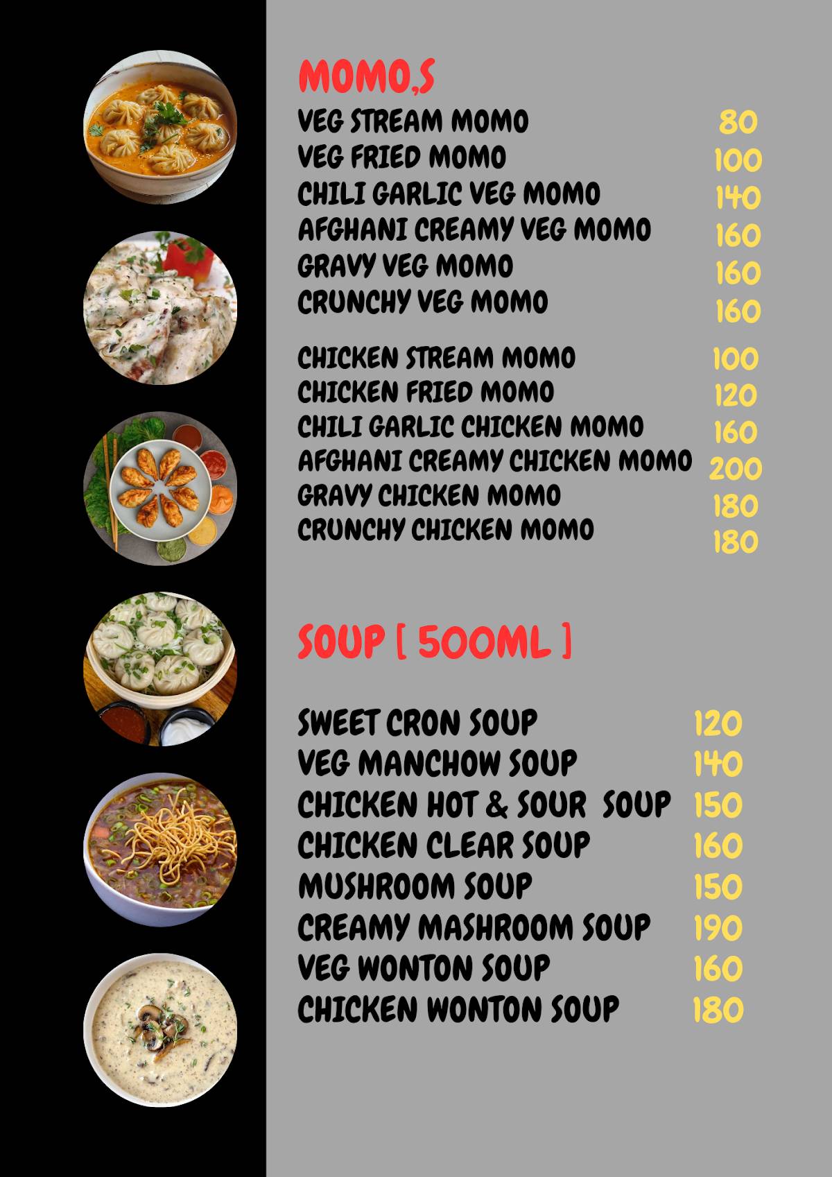 Chef shawarma menu