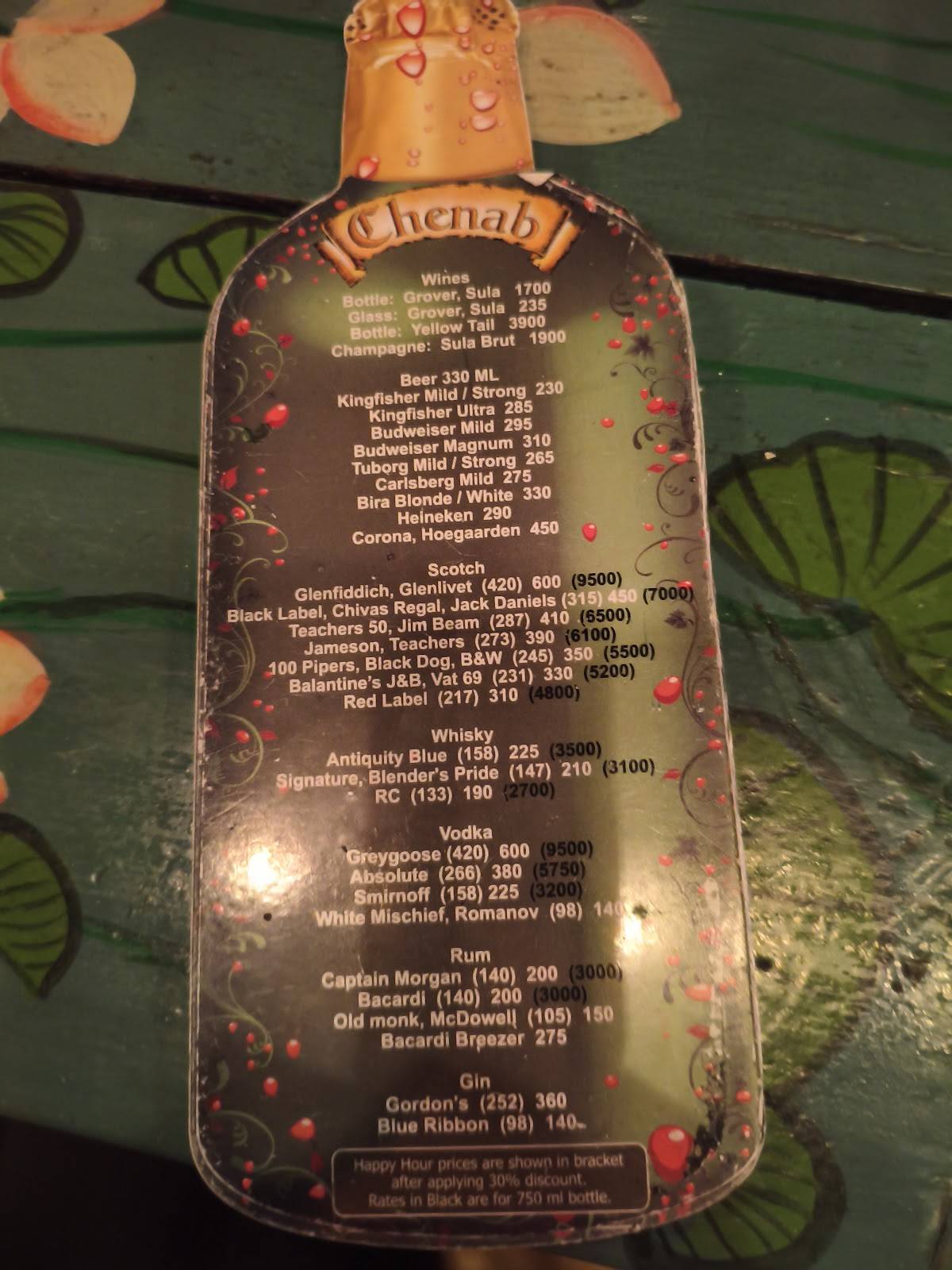 Chenab menu