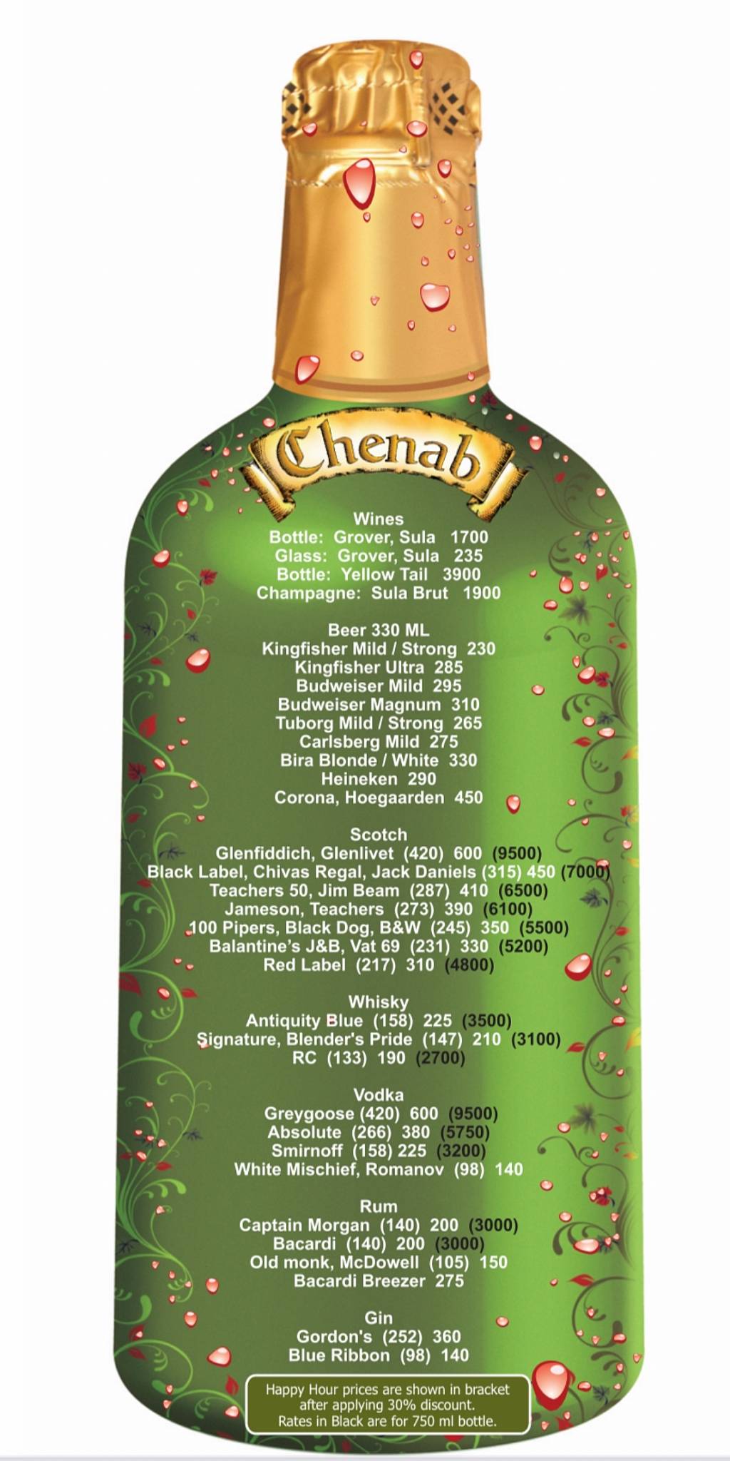 Chenab menu