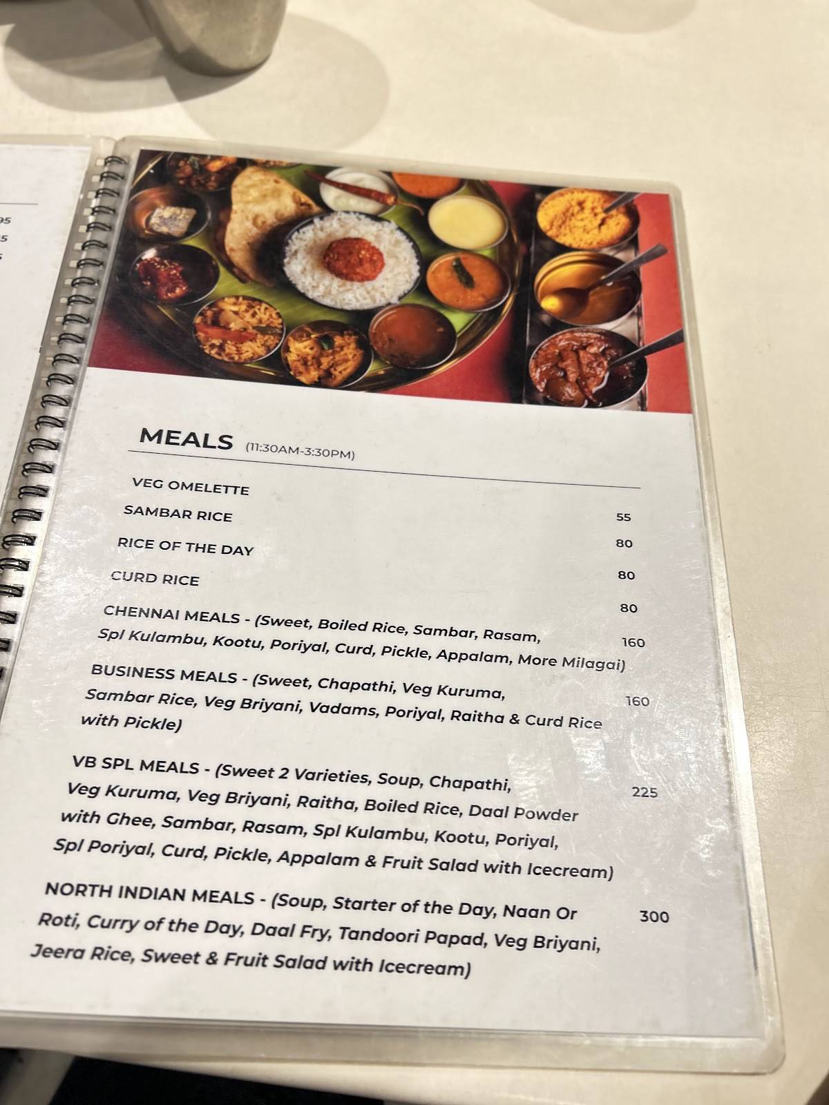 Namma Veedu Vasanta Bhavan menu