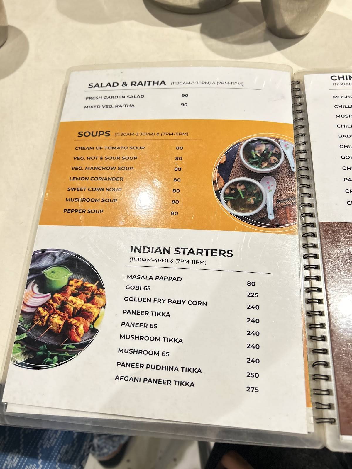 Namma Veedu Vasanta Bhavan menu