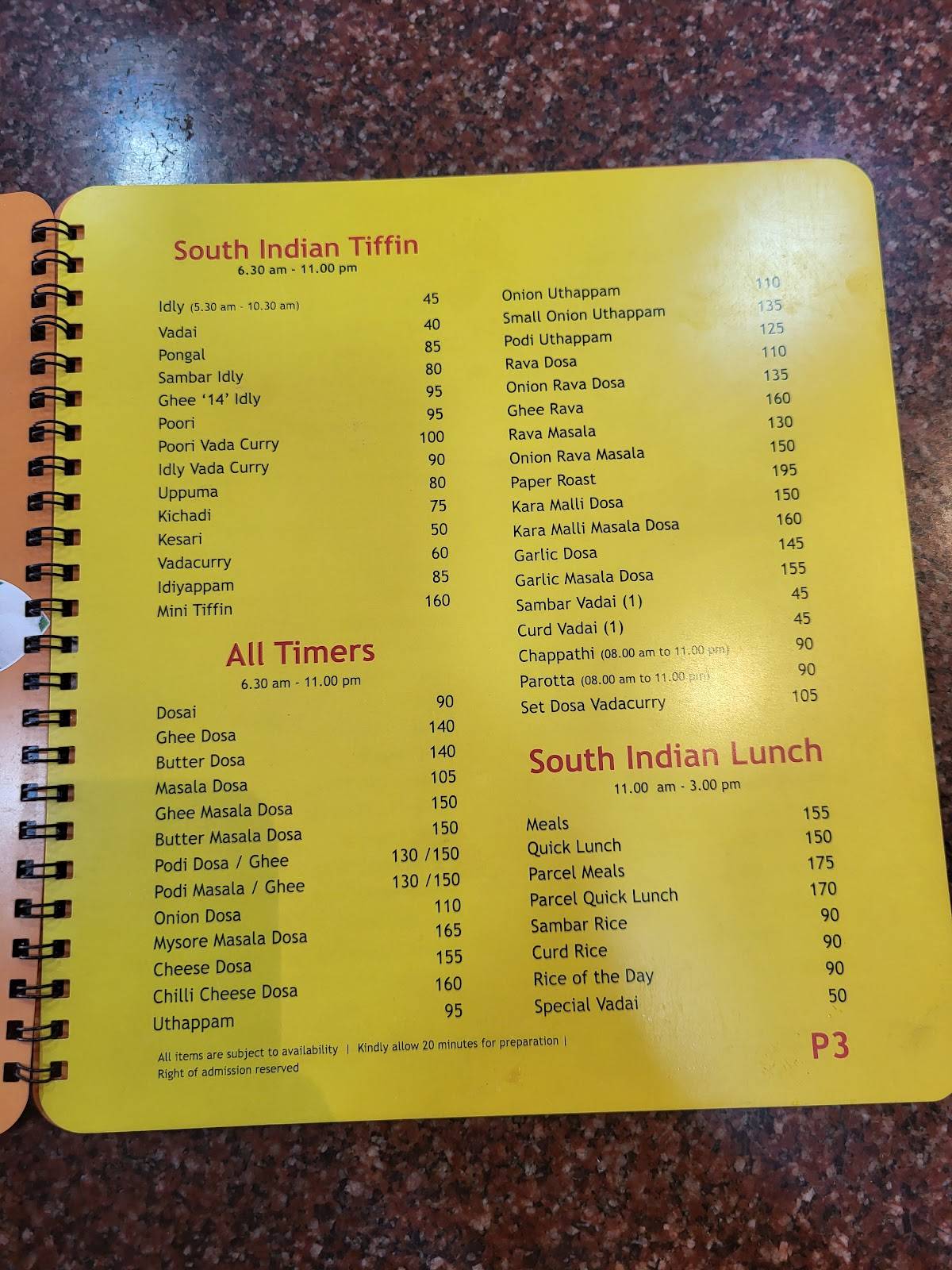 Shri Balaajee Bhavan menu