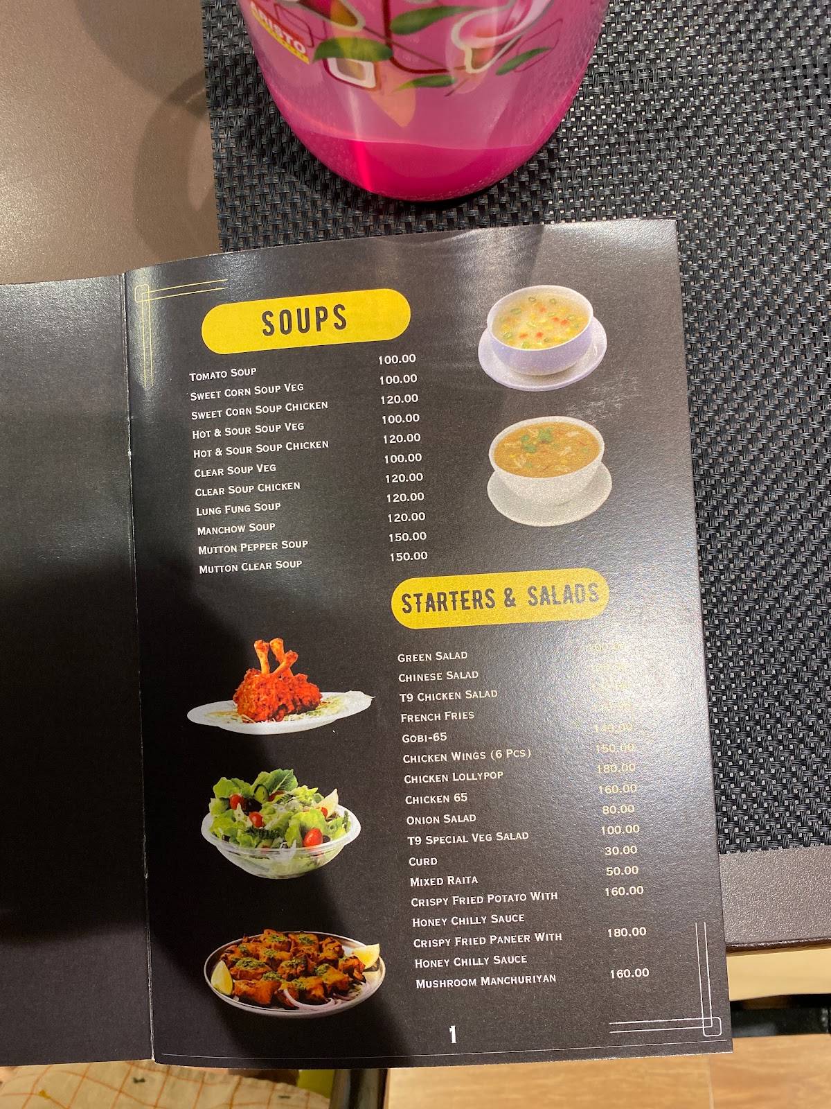 Table 9 menu