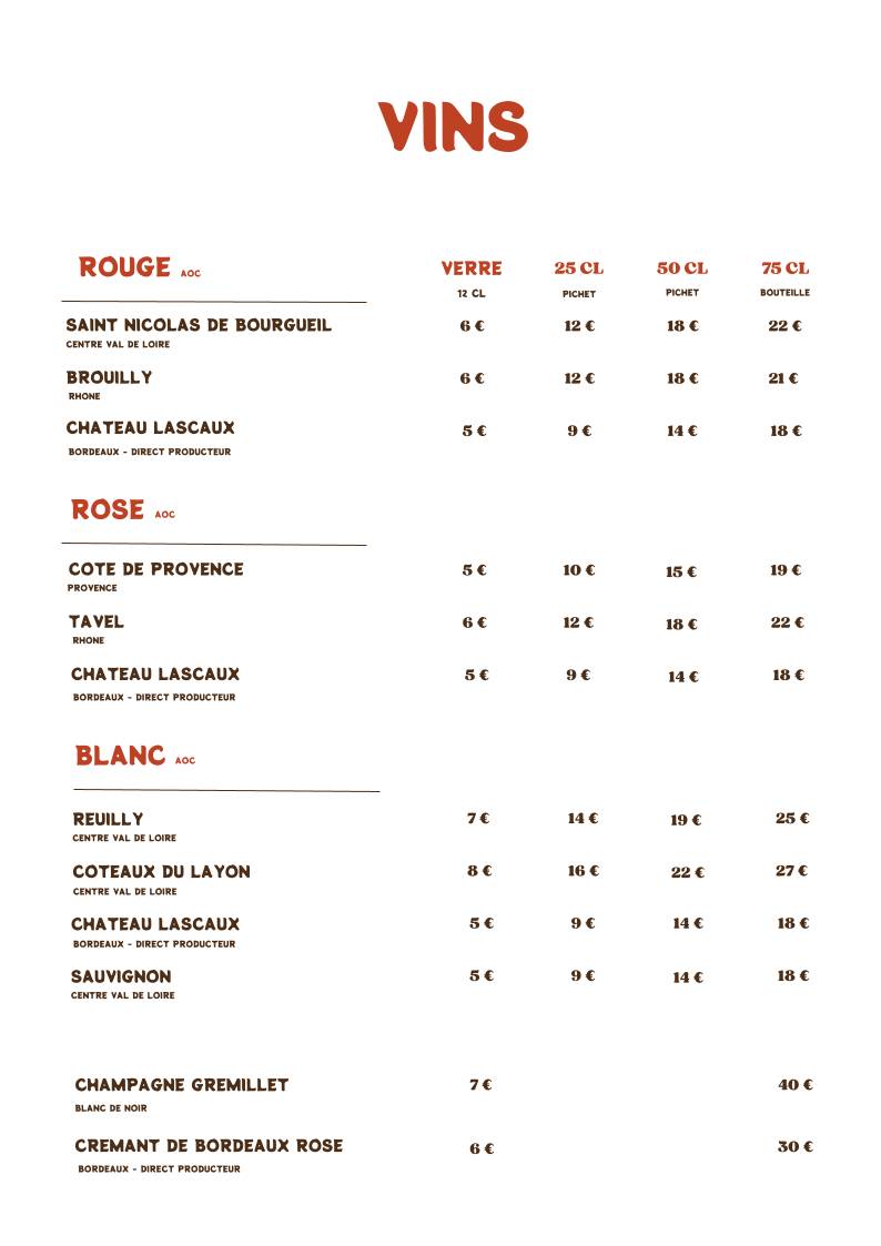 Menu de Chez Tang
