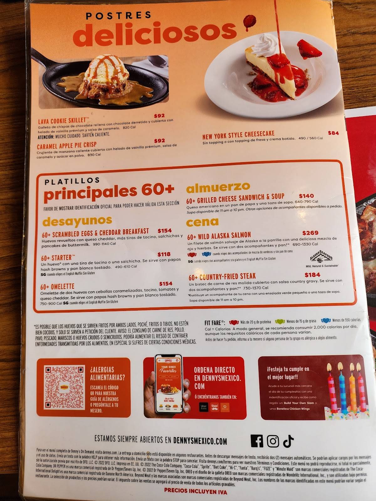 Carta del restaurante Denny's San Felipe, Chihuahua, Av Antonio del