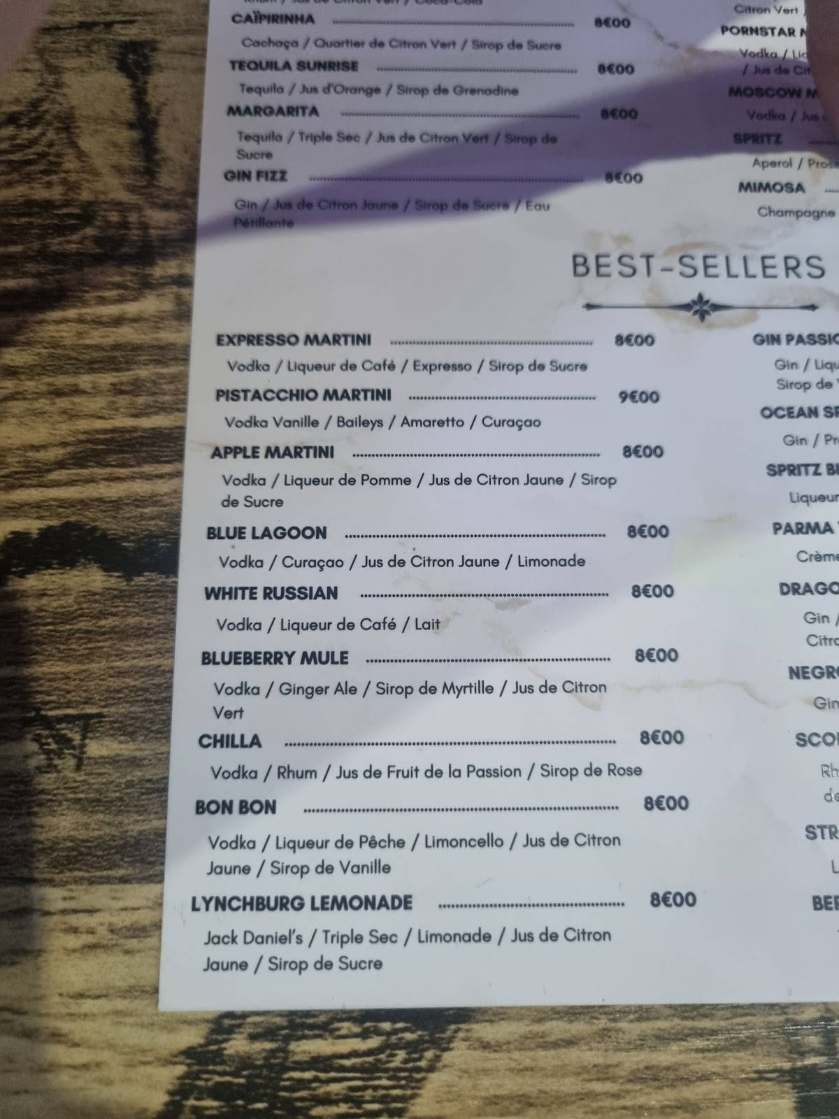 Menu de Chilla