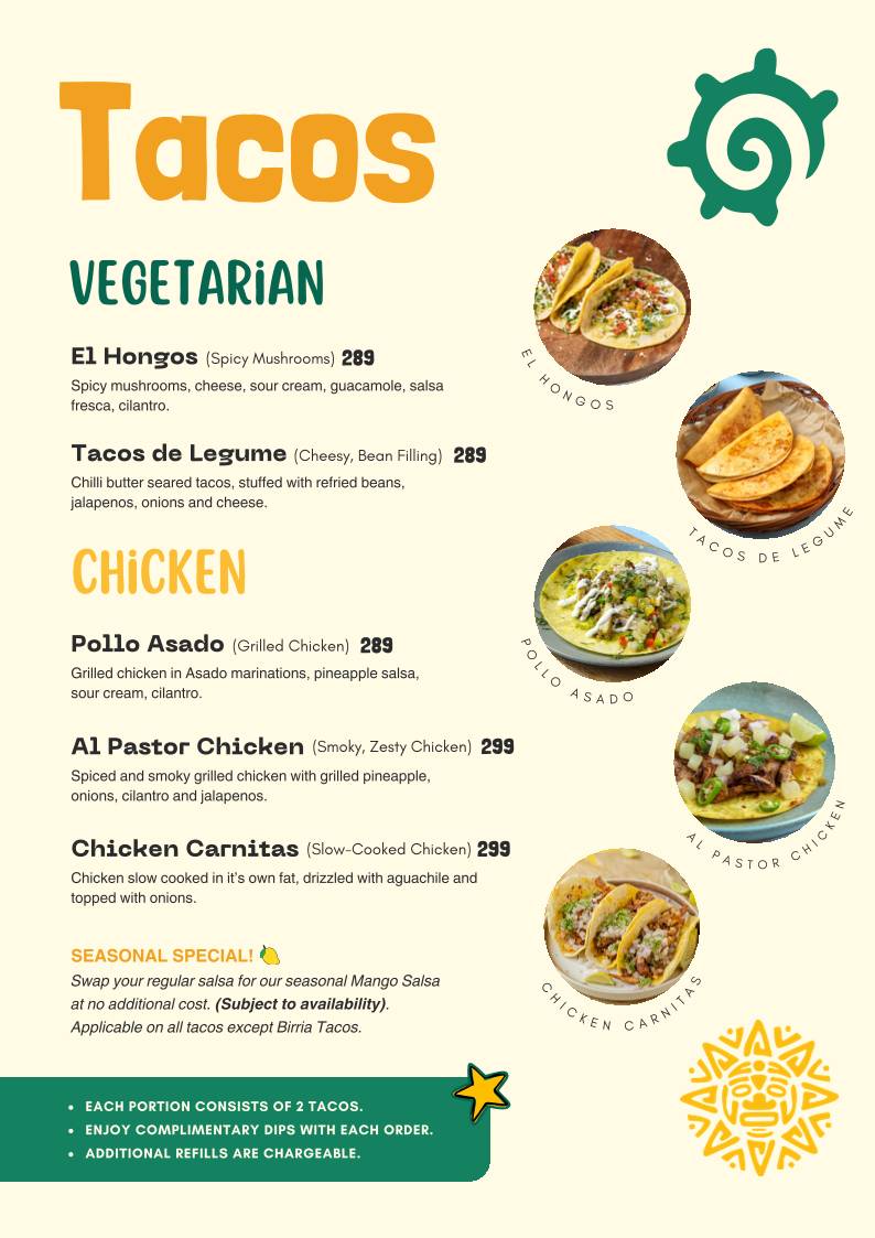 Chimichanga menu