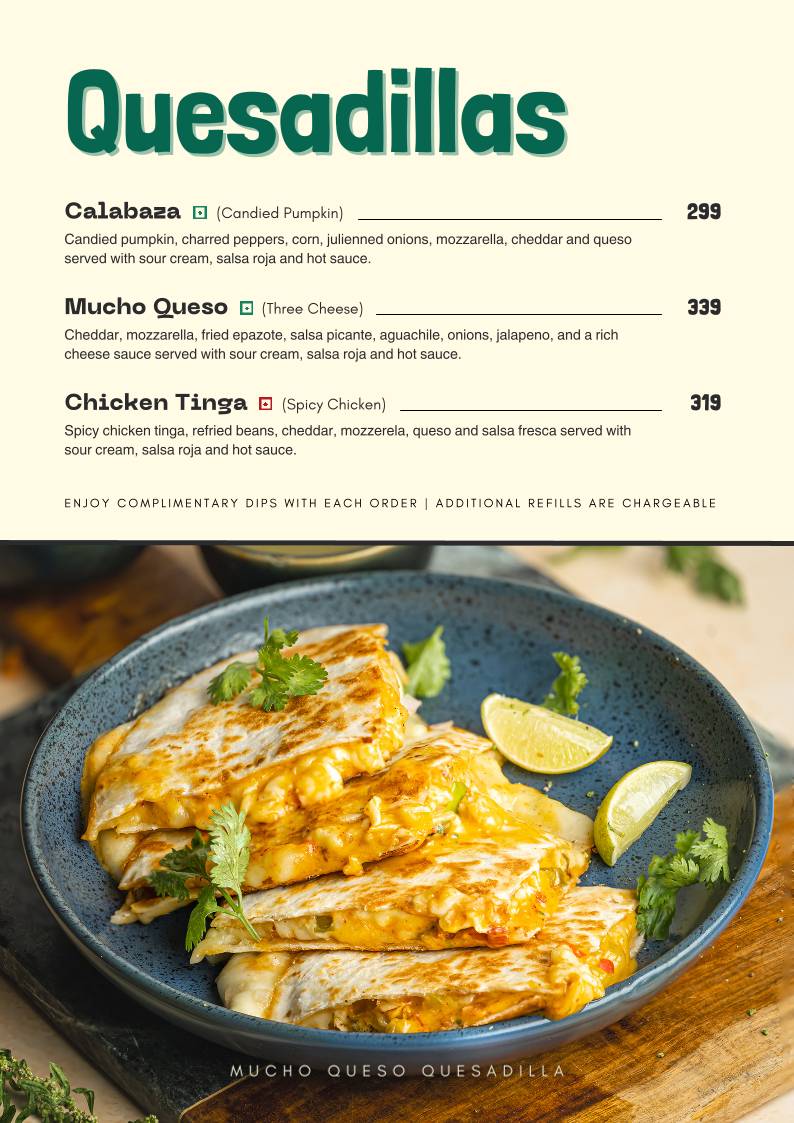 Chimichanga menu