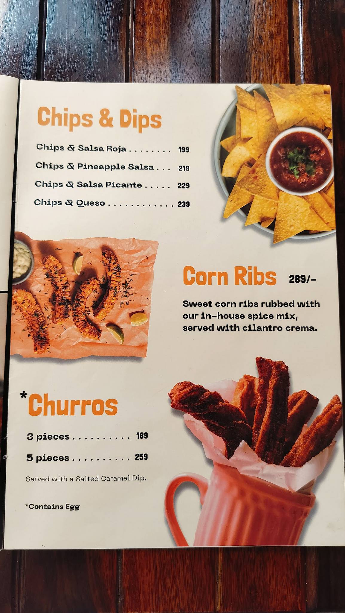 Chimichanga menu