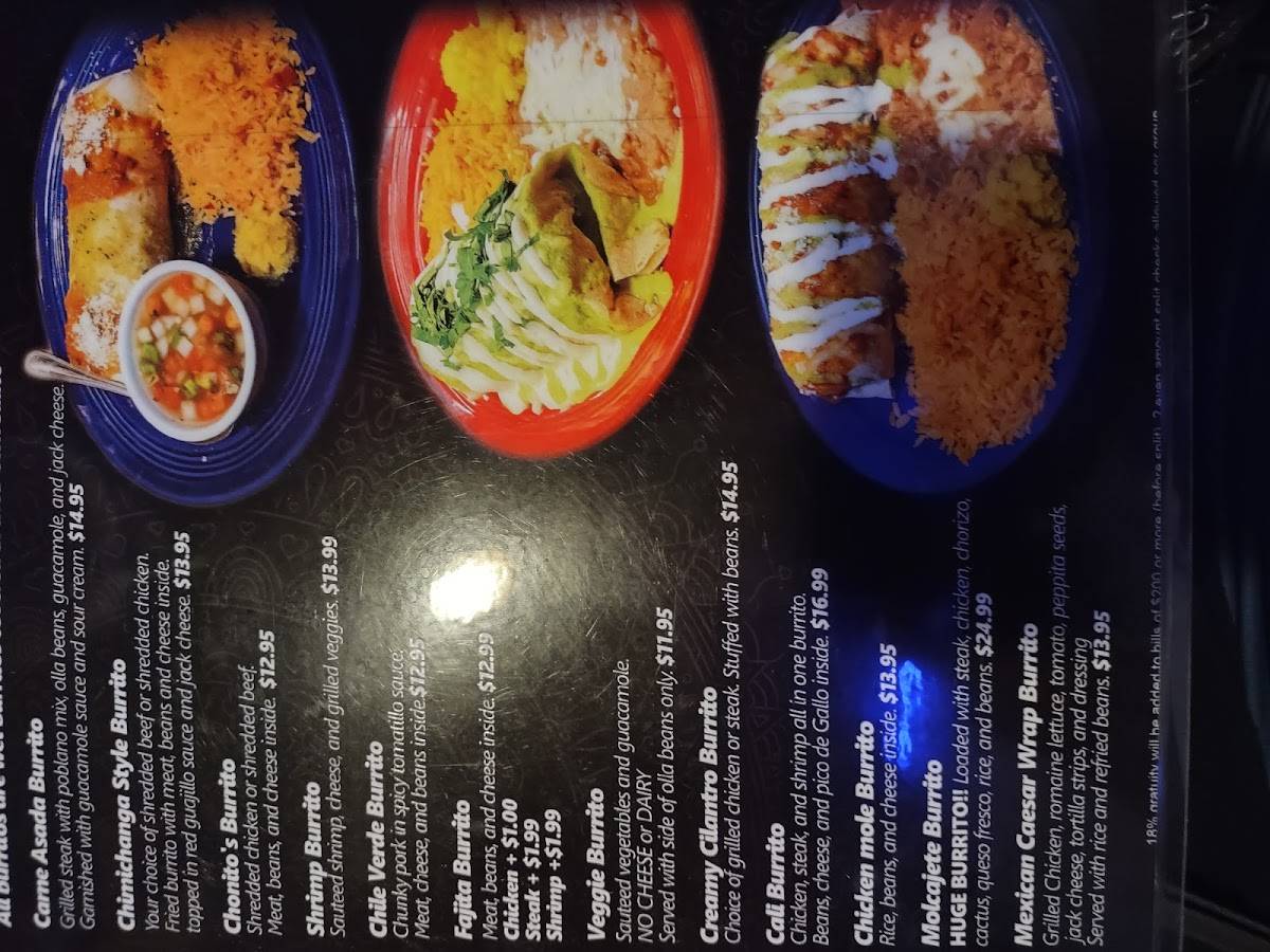 Menu at Chonitos Mexican Restaurant, Alhambra