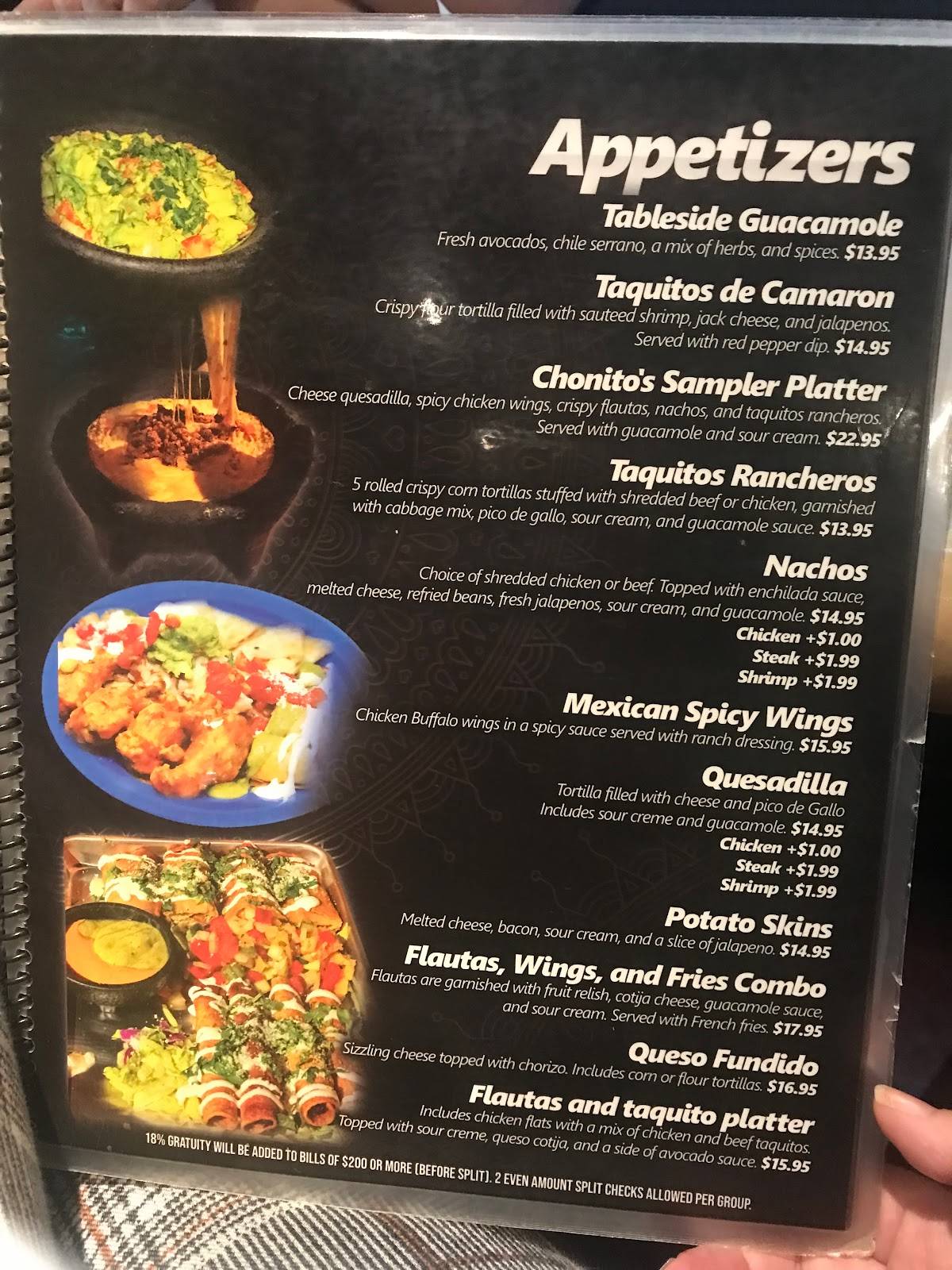 Chonitos Mexican Restaurant Menu