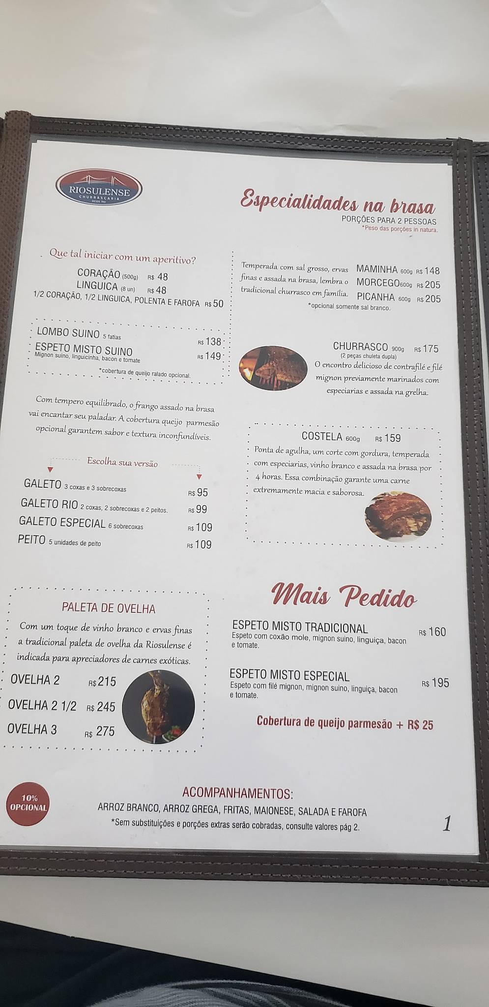 Churrascaria Riosulense cardápio