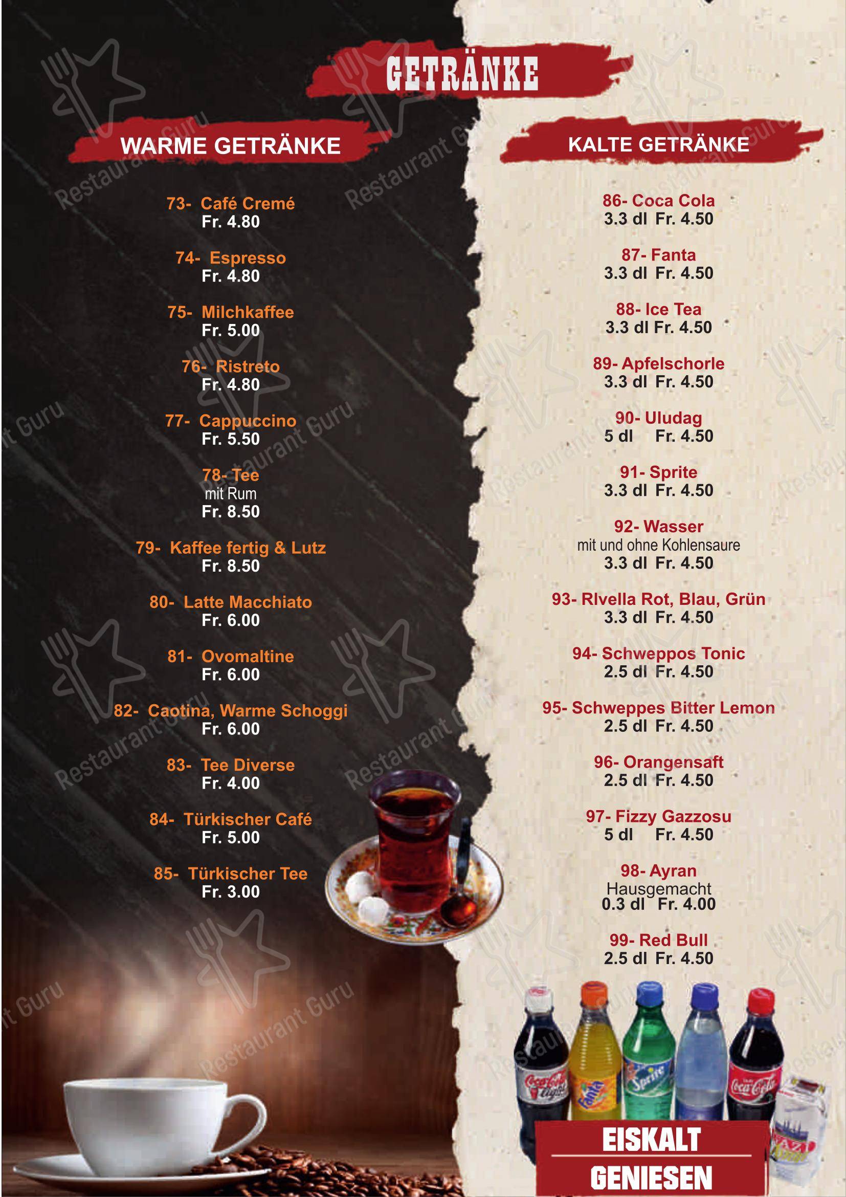 Menu di City Grill - Restaurant & Take Away Pratteln - Menu