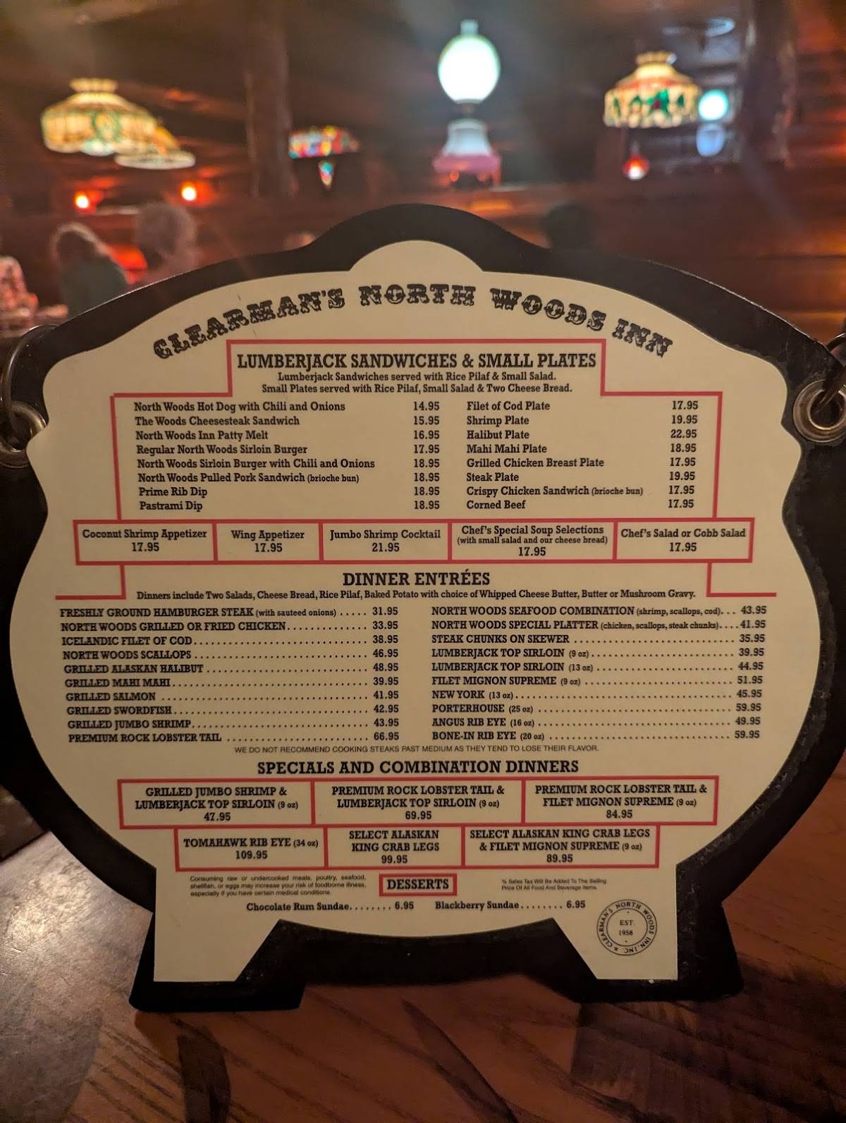 Menu at Clearman's North Woods Inn of Covina pub & bar, Covina
