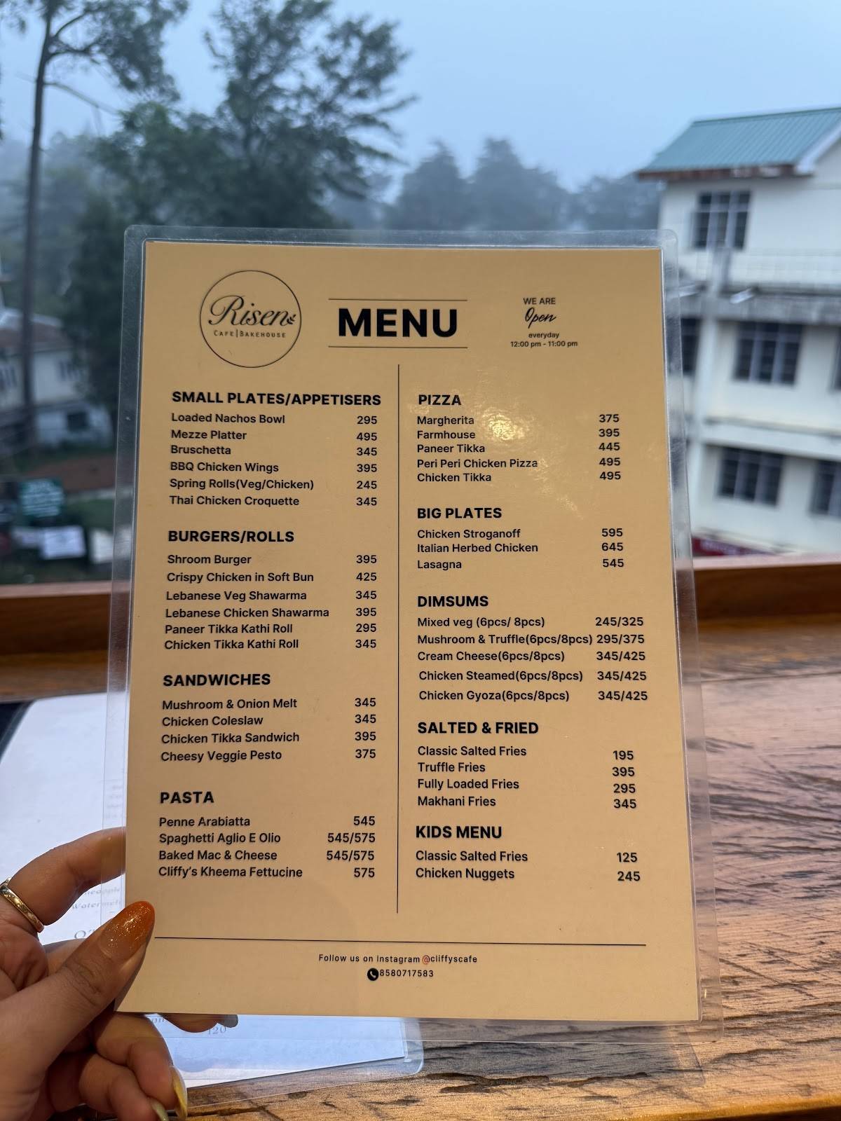 Cliffy's Cafe menu