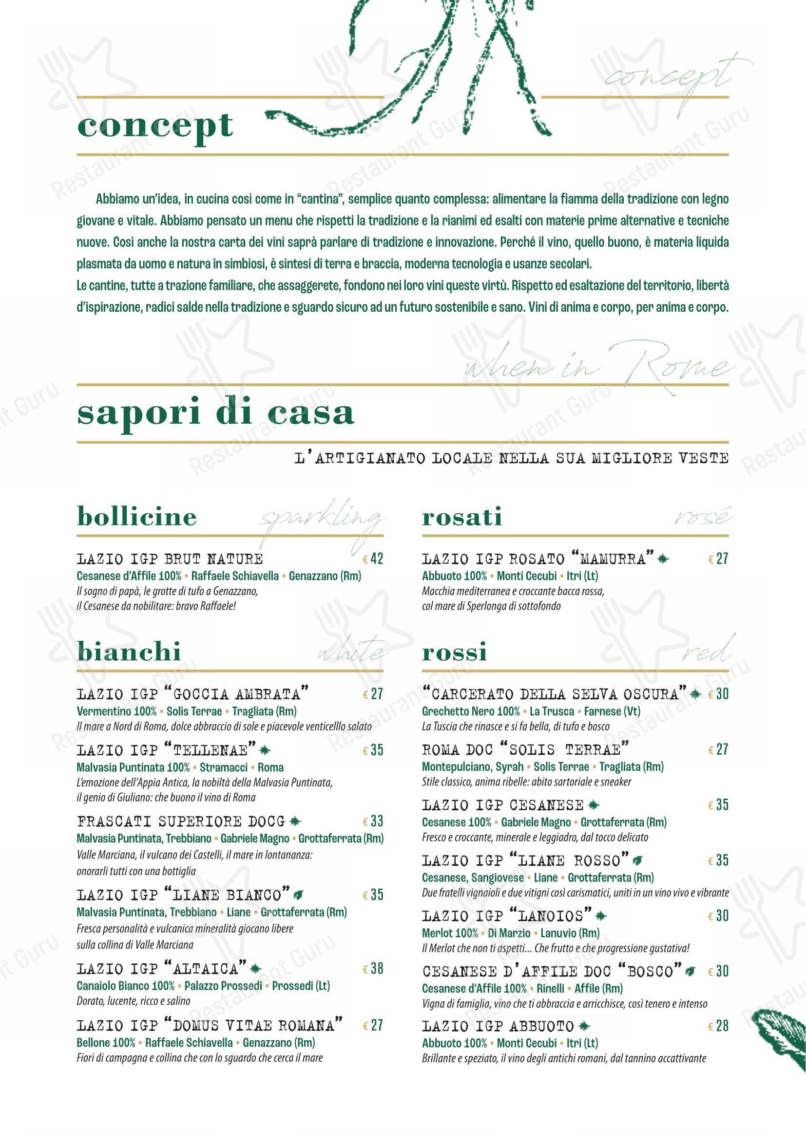 Clorofilla Cucina & Distillati in Roma - 菜单