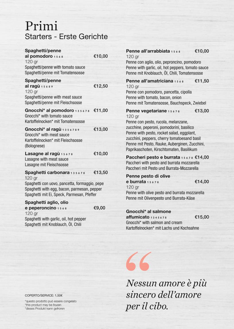 Menu di Cocobongo Bibione 