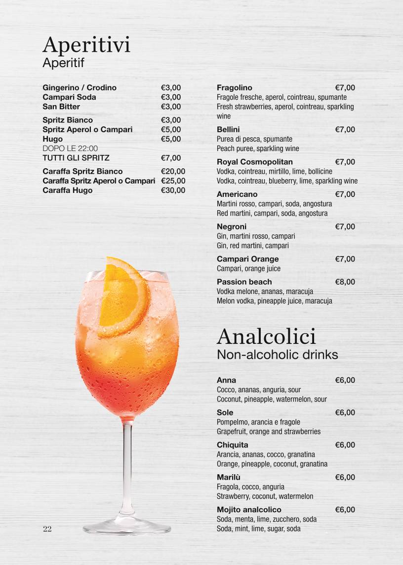 Menu di Cocobongo Bibione 
