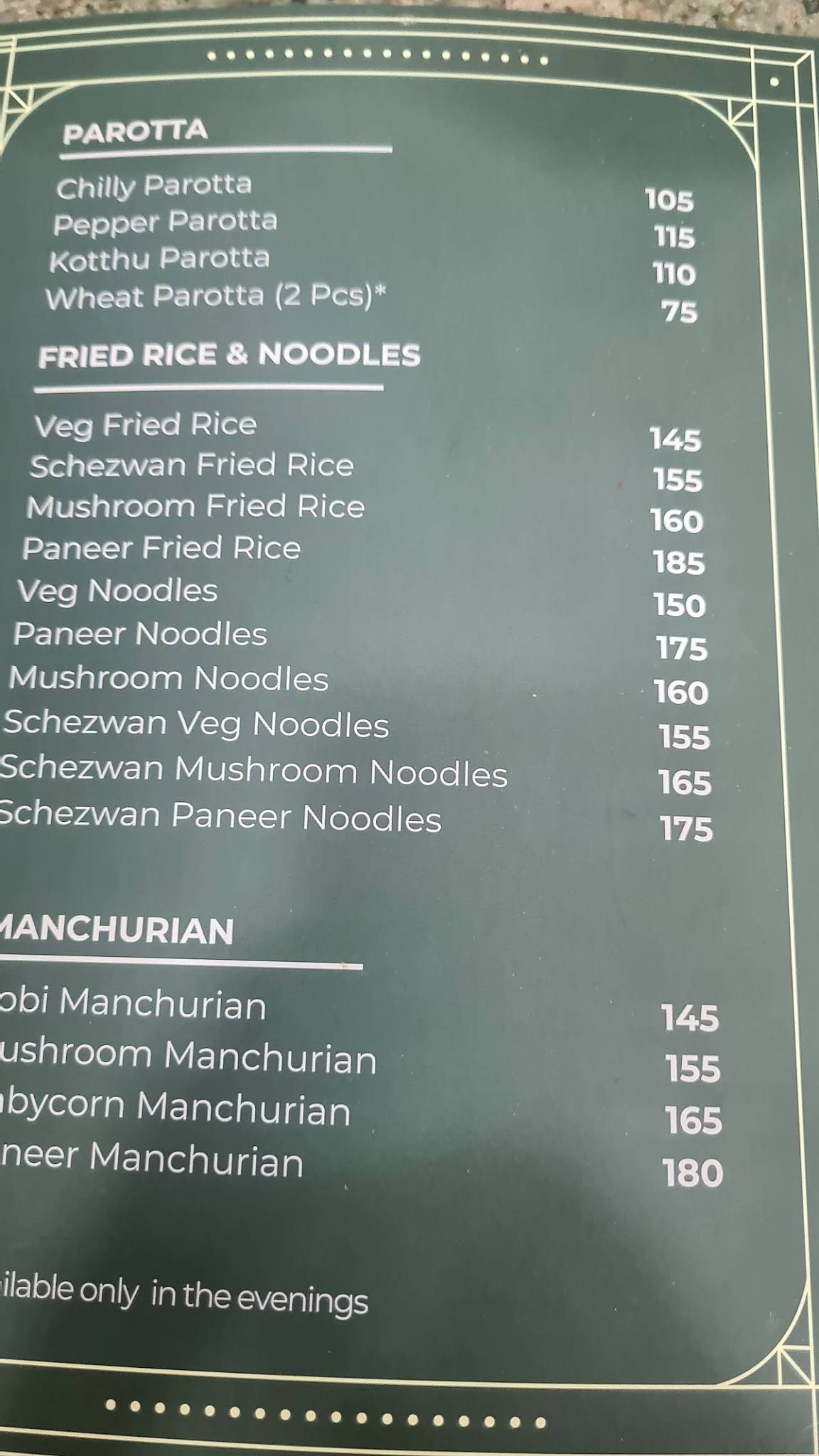 Friends Restaurant menu