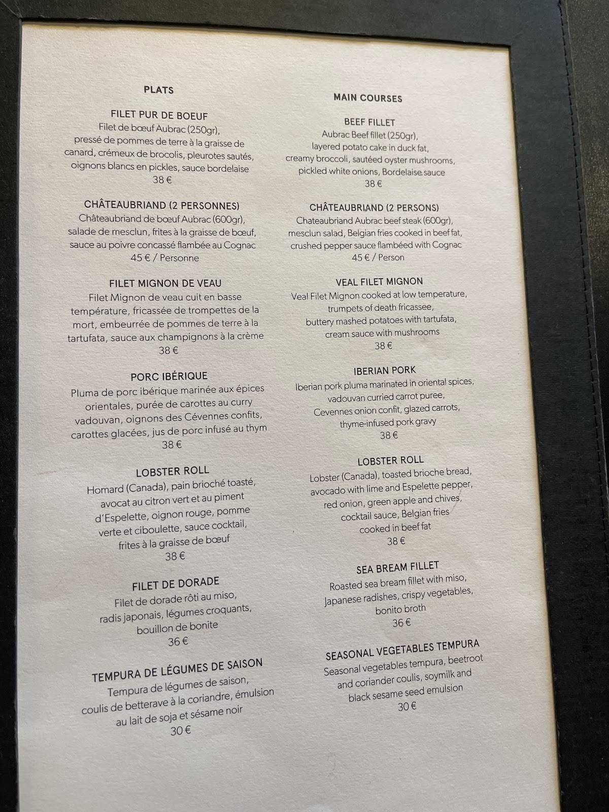 Menu de Colonel