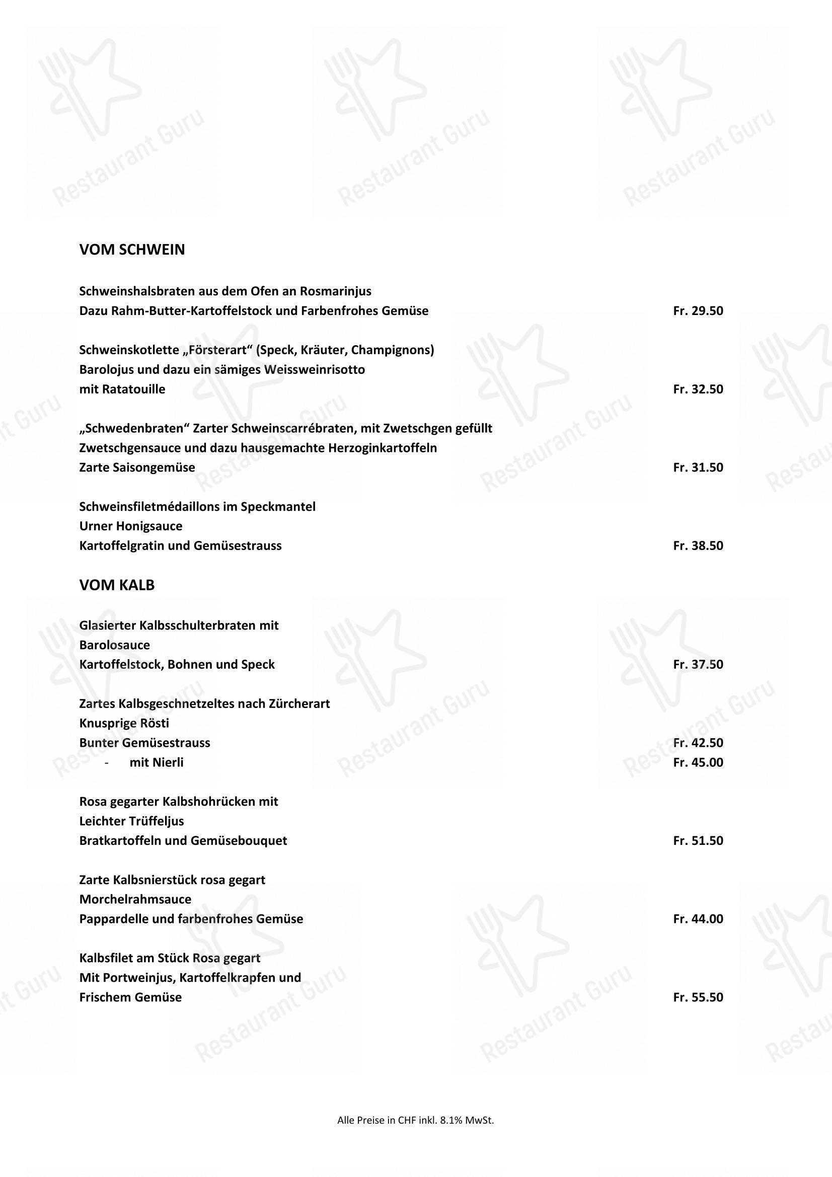 Company Lodge AG in Seedorf - 菜单