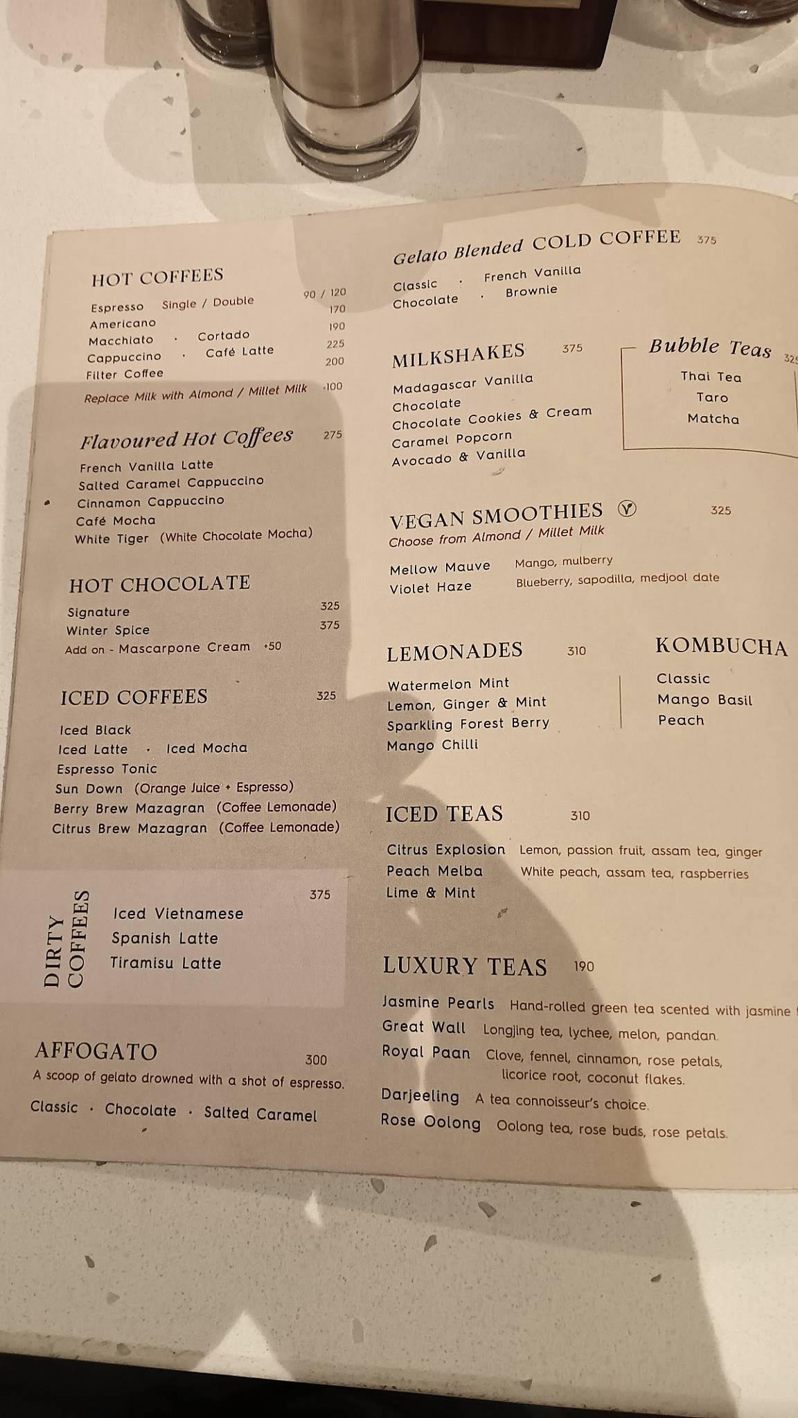 Conçu Indiranagar menu