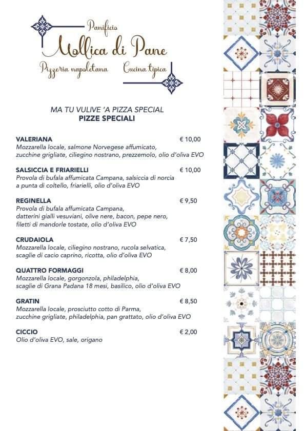 Menu di Mollica di Pane 