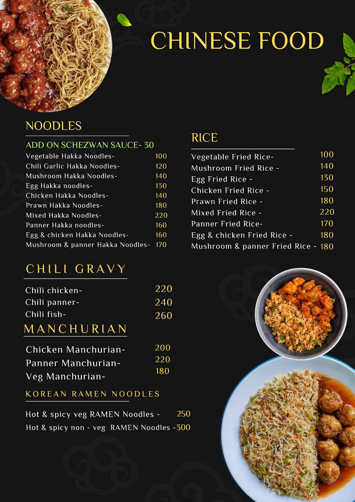 Chef shawarma menu