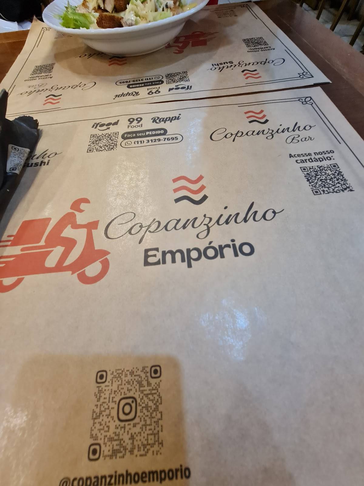 Copanzinho Bar cardápio